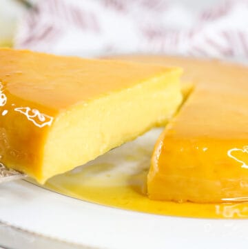 Cut out Flan Sliced being lifted