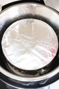 bowl in instant pot covered wit aluminum foil