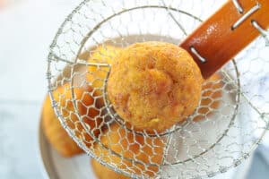 Plantains in a strainer