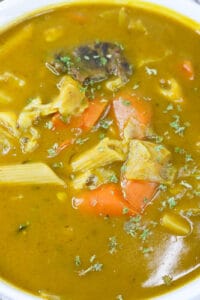 overhead closeup view of the soup