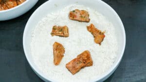 seasoned griyo in flour