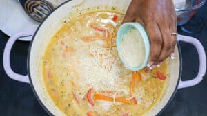 Adding cheese to pasta sauce