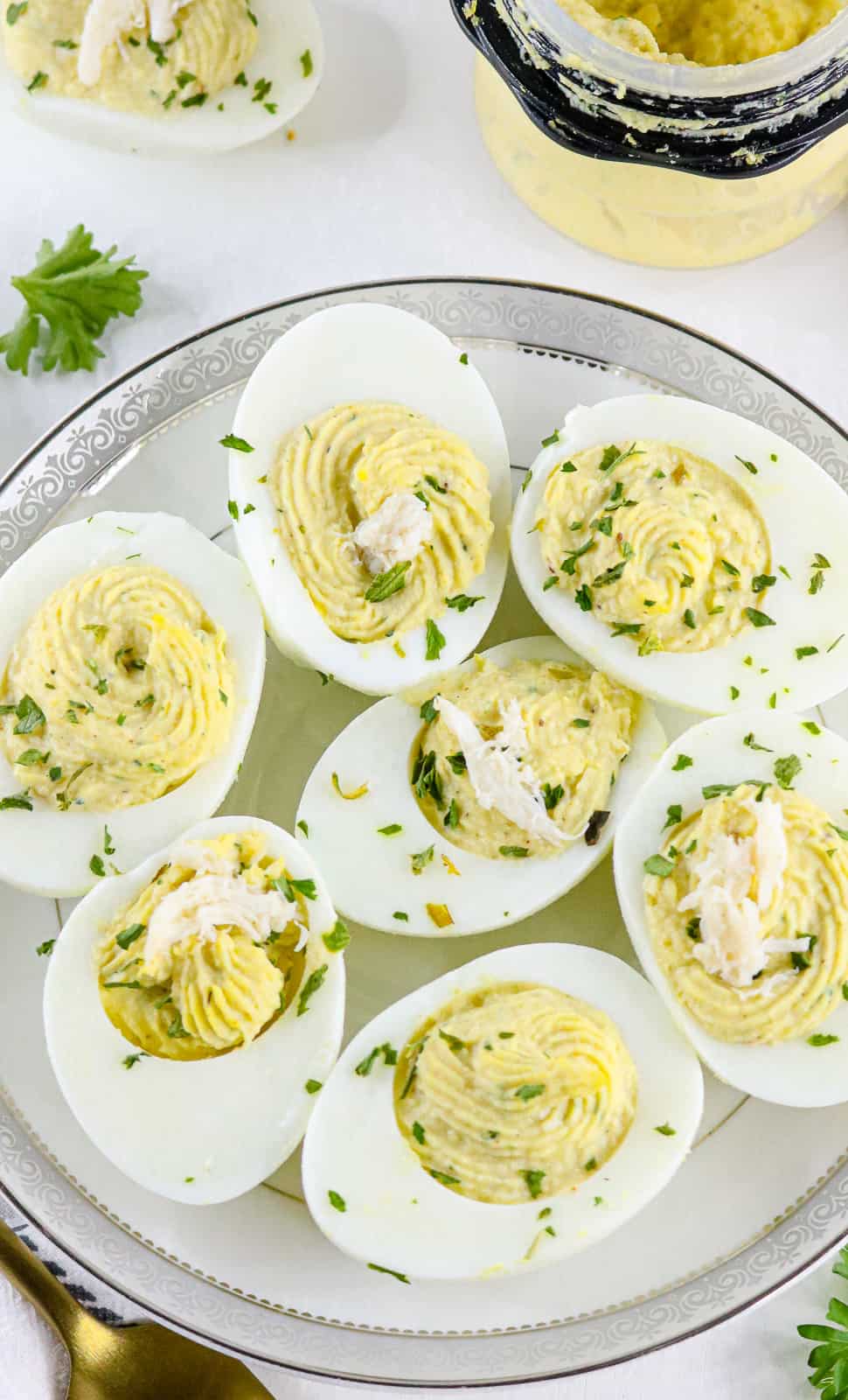 The BEST Crabmeat Deviled Eggs Savory Thoughts