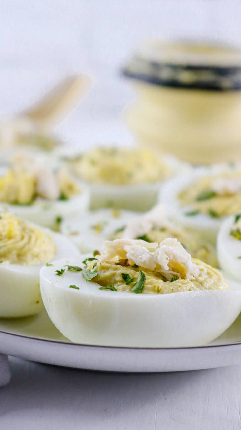 The BEST Crabmeat Deviled Eggs Savory Thoughts