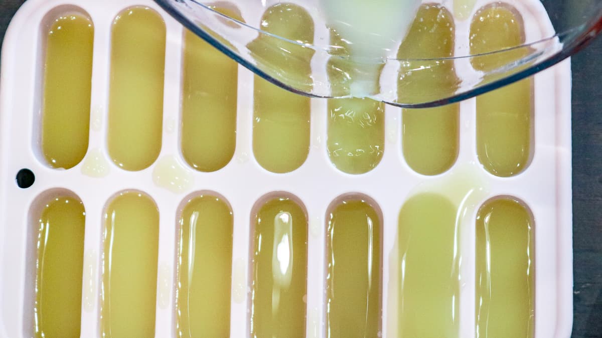 Ginger juice in ice tray