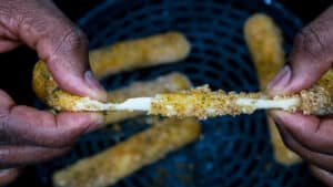 cheese being stretched