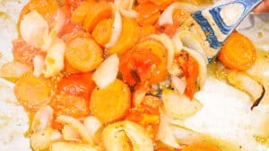 roasted vegetables in baking tray