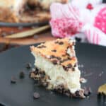 air fryer cheese cake on black plate