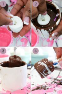 step by step photo guide for chocolate covered marshmallows