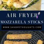 mozzarella stick in air fryer basket pinterest pin