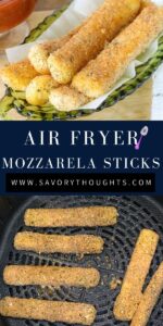 mozzarella stick in air fryer basket pinterest pin
