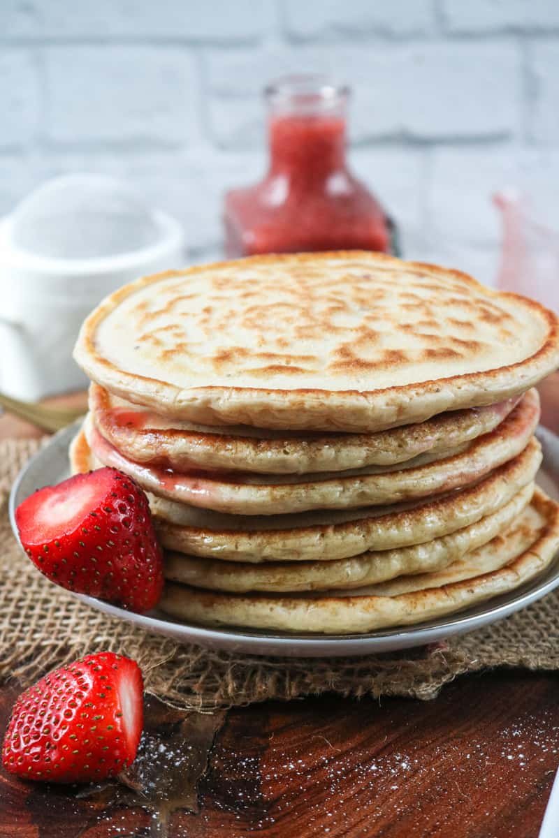 pancake on gray plate stacked up