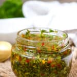 CHIMICHURRI SAUCE in glass jar