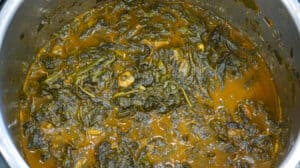 Cooked Lalo / jute leaves in instant pot