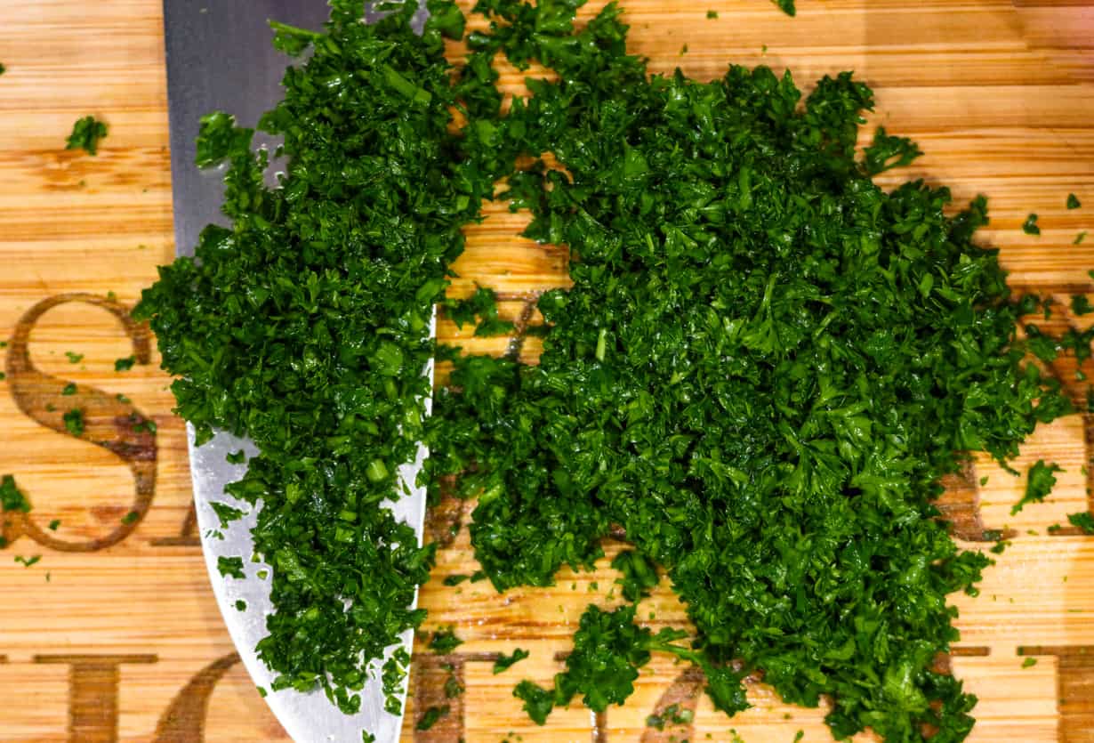 Herbs on cutting board