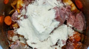 flour on top of meat