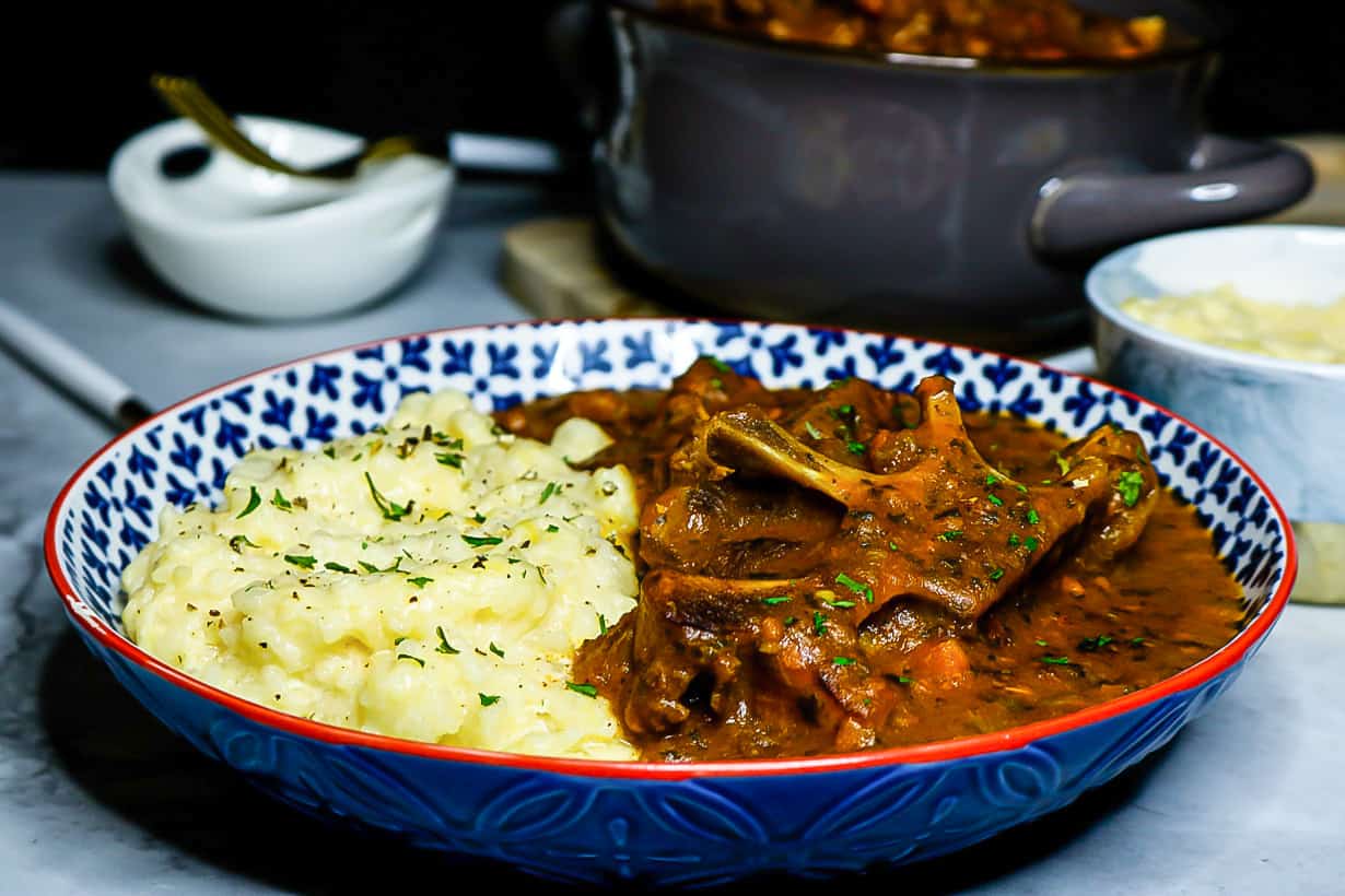 side view of the beef stew
