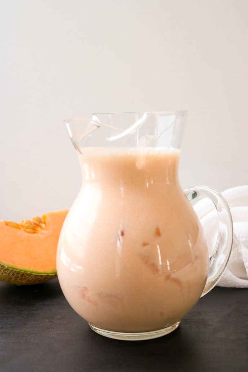 smoothie in clear glass pitcher