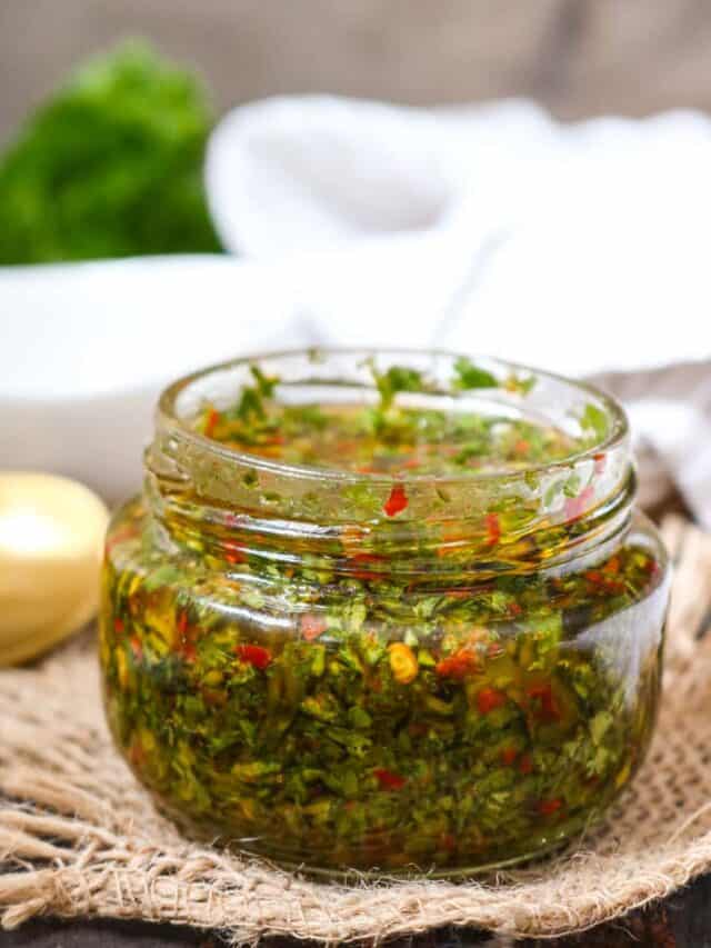 CHIMICHURRI SAUCE in glass jar