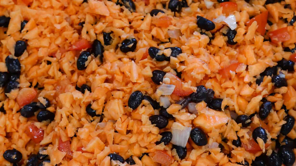 rice cooking in skillet