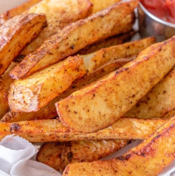 closeup view potato wedges