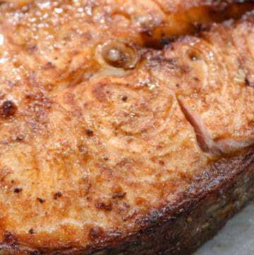 Salmon Steak on a white plate