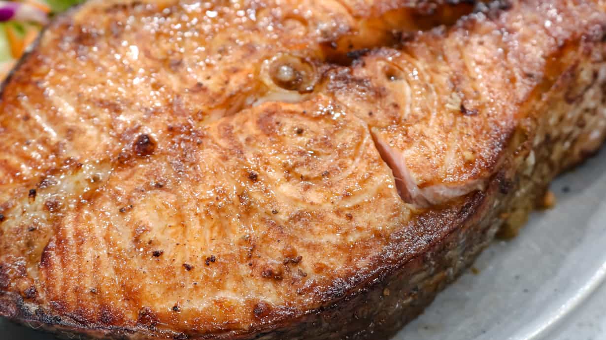Salmon Steak on a white plate