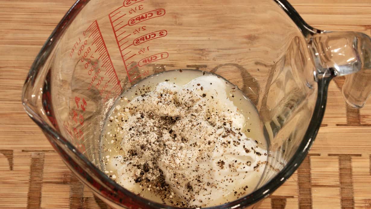 ingredients in glass container