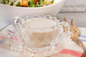 dressing in glass dish