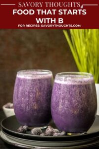 two glasses of blueberry smoothie