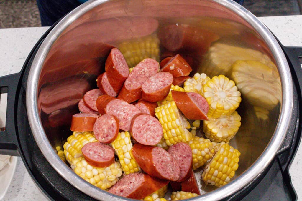 sausage and corn in instant pot basket