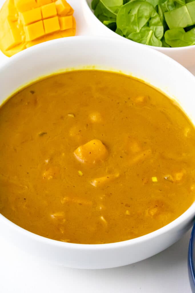close-up view of mango curry