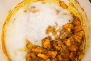 milk added to seasoned mango