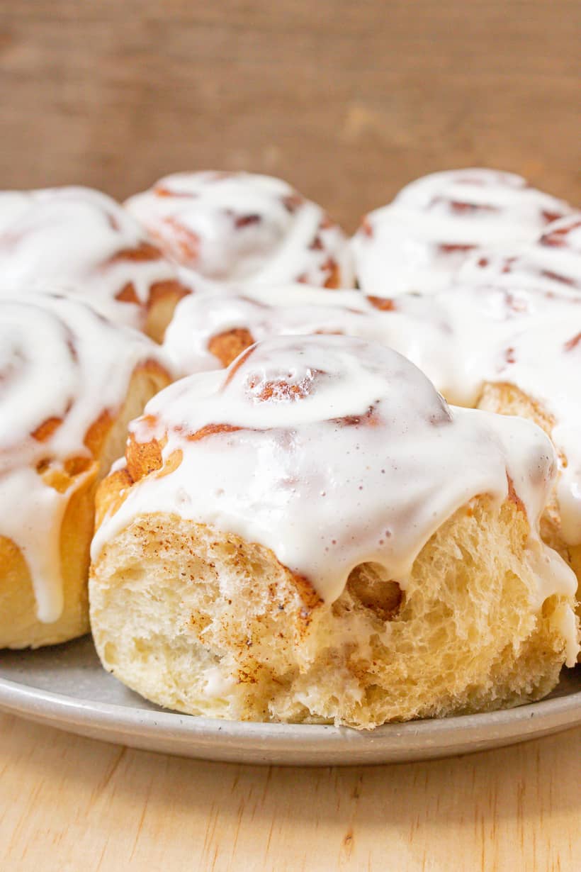 cinnamon rolls in air fryer on plate