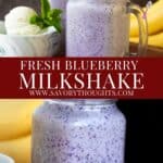 Fresh Blueberry Milkshake Recipe Pinterest Pin