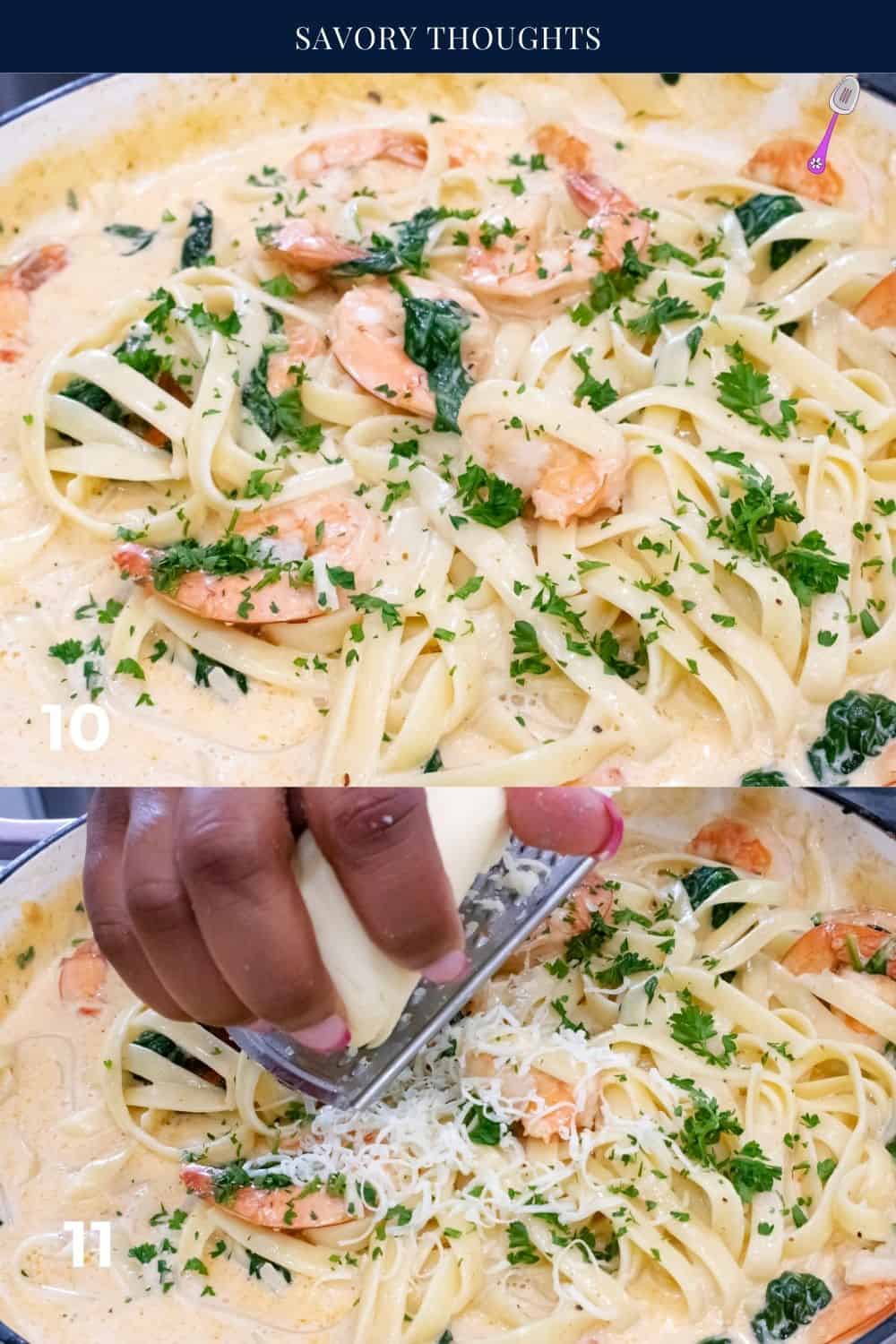 Creamy Shrimp Alfredo With Spinach Pasta Recipe - Savory Thoughts