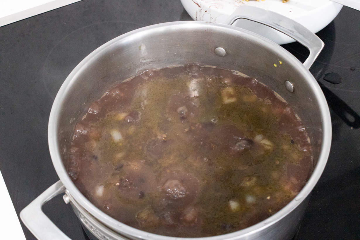 beans boiling on stove