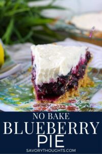 No Bake Blueberry Pie - Savory Thoughts Pinterest Pin