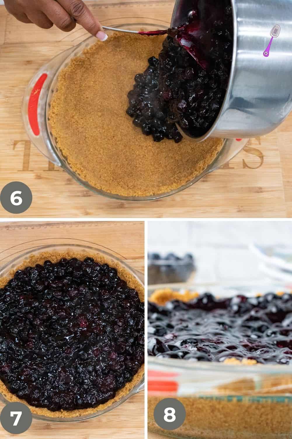 transferring blueberries to crust