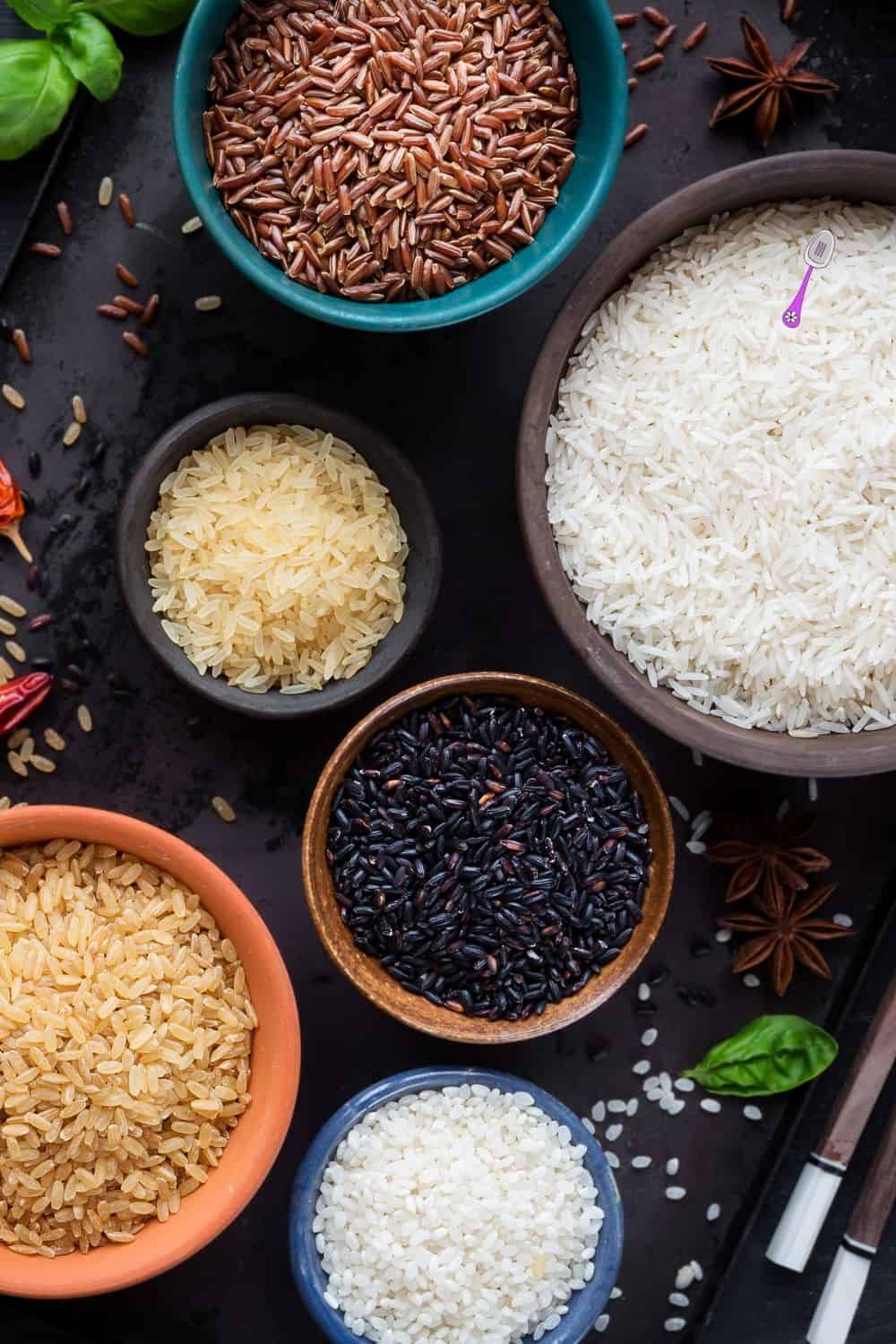 different rice recipes on black board