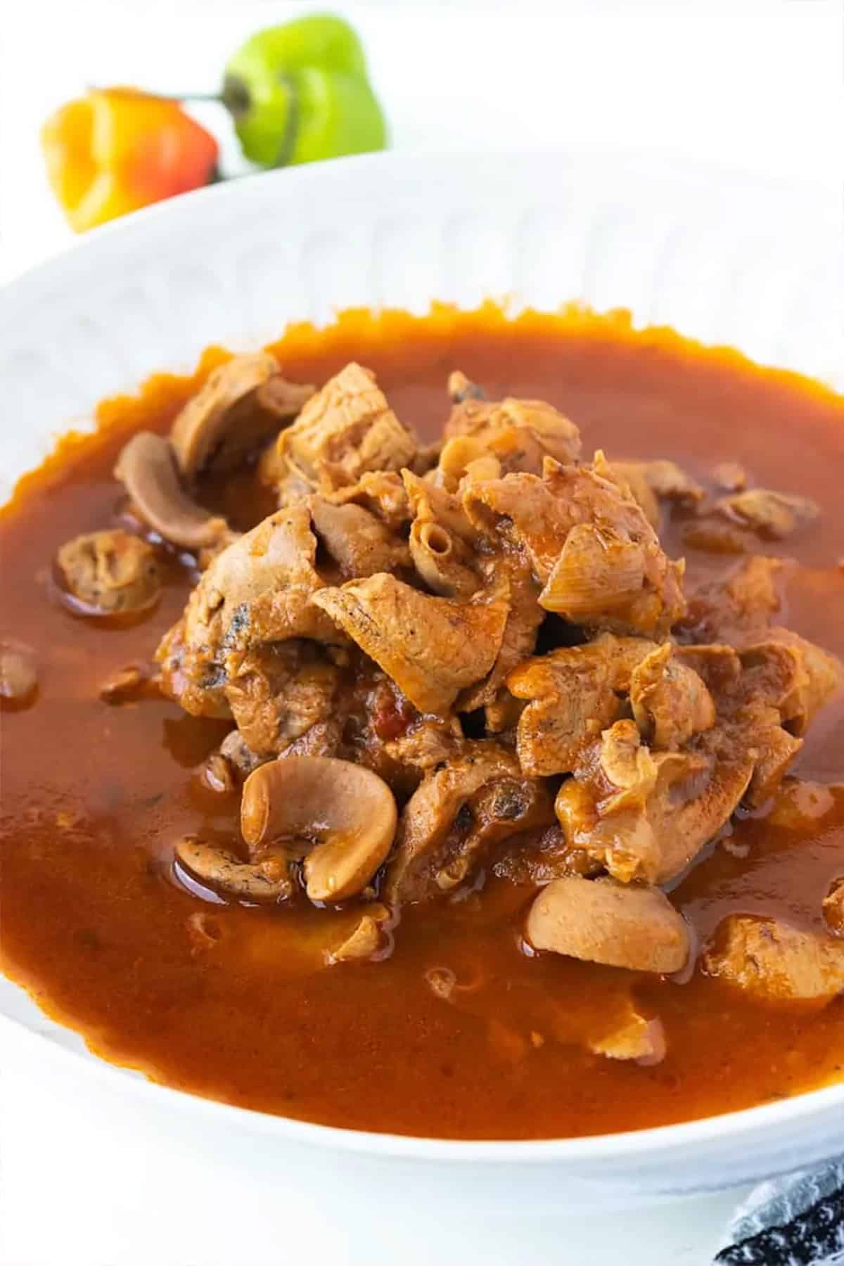 Haitian lambi in white bowl