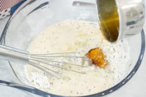 pouring syrup in batter