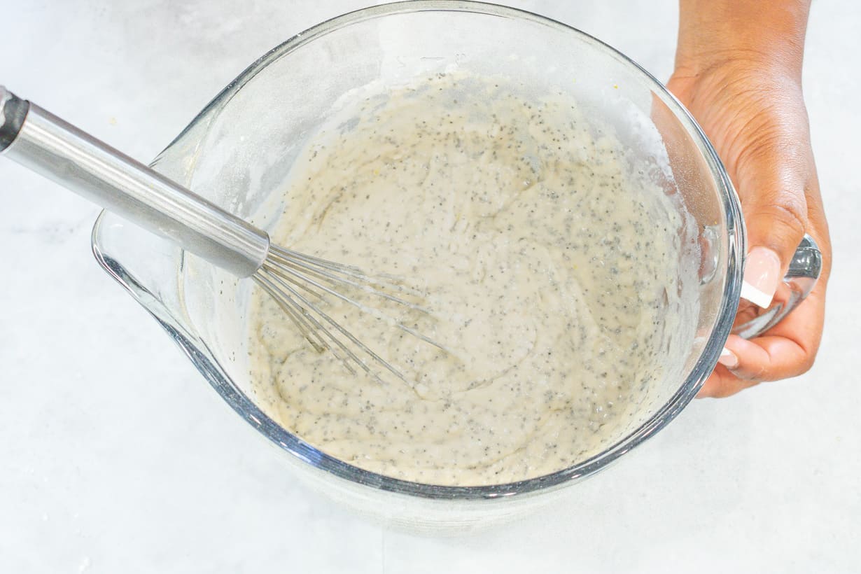 Pancake batter in glass bowl