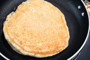 Cooked pancake in nonstick skillet