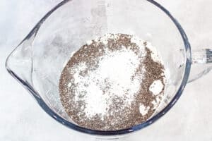 Dry ingredients in glass mixing bowl