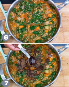 Steps 6 and 7 to make okra soup