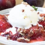 Candied Plums topped with ice cream