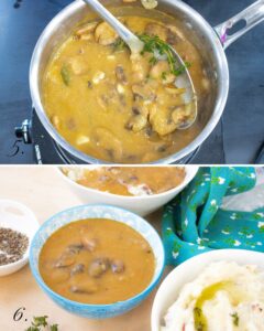 mushroom gravy cooking steps 5 and 6