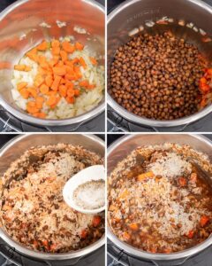 Steps 1 -4 Instant pot pigeon peas and rice