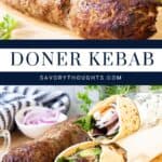 Doner Kebab Pinterest Pin. The ultimate comfort foods. This Doner Kebab is perfect to serve as a late-night meal #doner #kebab